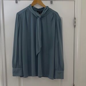 Lauren Ralph Lauren Blue Tie-Neck Blouse